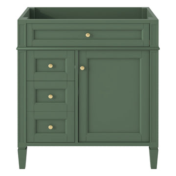 30 Inch Bathroom Vanity Cabinet Only No Sink Green 2 Drawers and Tip Out Drawer