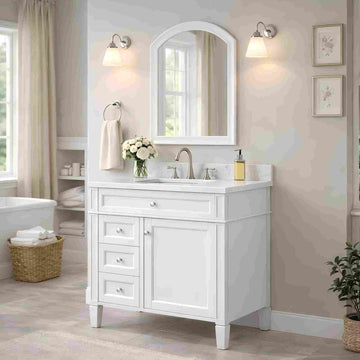 30 Inch Bathroom Vanity Cabinet Only No Sink Green 2 Drawers and Tip Out Drawer White
