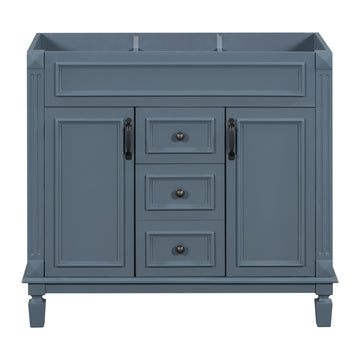 36 Inch Modern Bathroom Vanity Cabinet Only with Soft Closing Doors and Drawers Blue