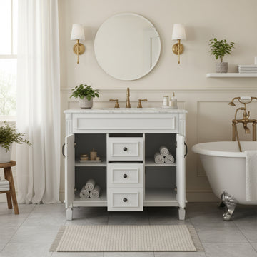 36 Inch Modern Bathroom Vanity Cabinet Only with Soft Closing Doors and Drawers White
