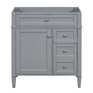 30 Inch Modern Bathroom Vanity Cabinet No Sink Three Drawers With Tip Out Grey