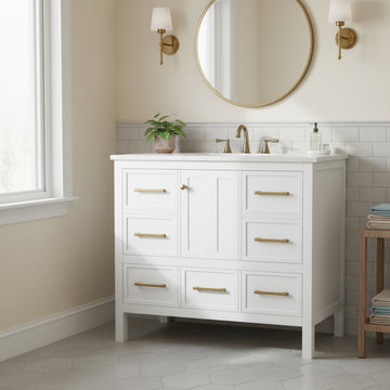 36 Inch Bathroom Vanity Cabinet With Five Drawers No Sink White