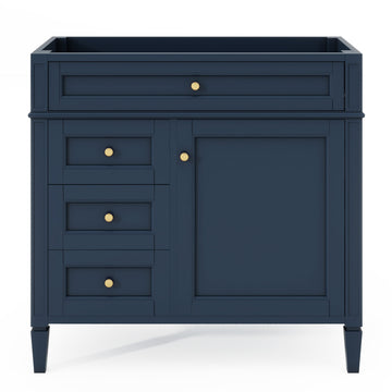 36 Inch Bathroom Vanity Cabinet Without Sink Solid Wood Frame Modern Storage Cabinet Blue