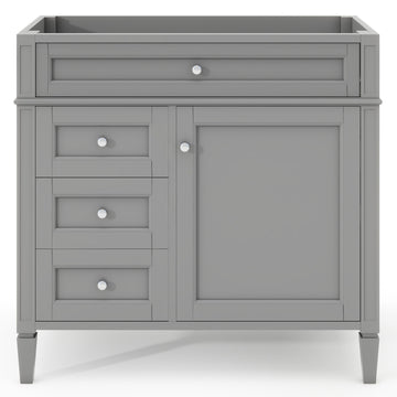 36 Inch Bathroom Vanity Cabinet Without Sink Solid Wood Frame Modern Storage Cabinet Grey