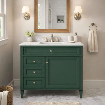 36 Inch Bathroom Vanity Cabinet Without Sink Solid Wood Frame Modern Storage Cabinet Green