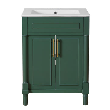 24 Inch Bathroom Vanity with Integrated Ceramic Sink Green