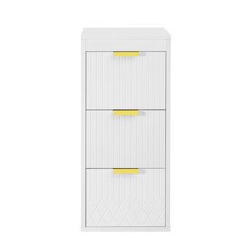 12 Inch Wall Mounted Floating Side Cabinet with Drawers for Bathroom and Living Room White