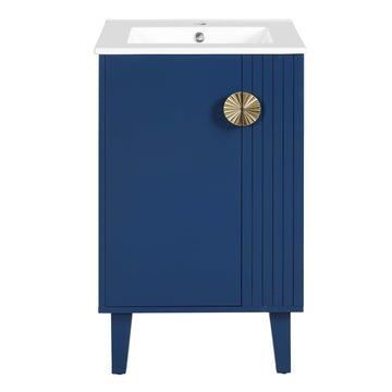 20 Inch French Style Bathroom Vanity with Ceramic Sink and Soft Close Door Blue