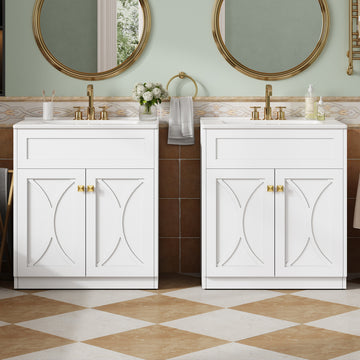 60 Inch Modern Freestanding Bathroom Vanity with Ceramic Sink White