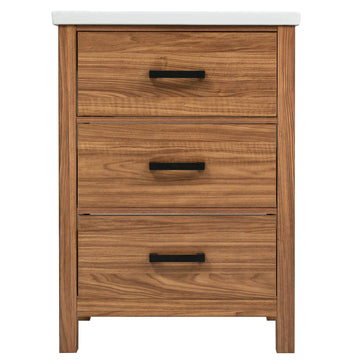 48 Inch Bathroom Vanity Set with Separate Ceramic Sink and Drawers Natural Wood