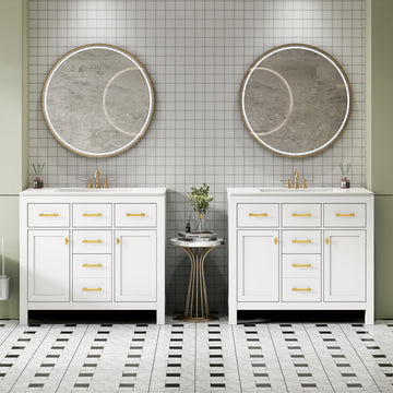 72 Inch Bathroom Vanity Set with Ceramic Sink and Storage Cabinets White