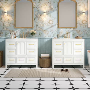 72 Inch Bathroom Vanity Set with Resin Sink and Storage Drawers White