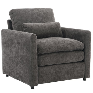 31.9 inch Cozy Upholstered Armchair Oversized Comfy Cloud Sofa Double Cushion Single Sofa Plush Cushion Armchair for Living Room Grey