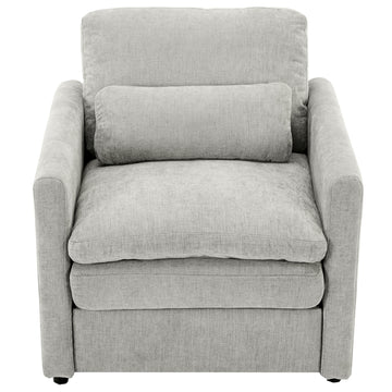 31.9 inch Cozy Upholstered Armchair Oversized Comfy Cloud Sofa Double Cushion Single Sofa Plush Cushion Armchair for Living Room Light Grey