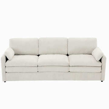 89 inch  Cozy Upholstered 3-seater Sofa Oversized Comfy Cloud Sofa Double Cushion 3-seater Sofa Plush Cushion Sofa Couch for Living Room Beige