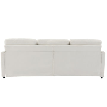 89 inch  Cozy Upholstered 3-seater Sofa Oversized Comfy Cloud Sofa Double Cushion 3-seater Sofa Plush Cushion Sofa Couch for Living Room Beige
