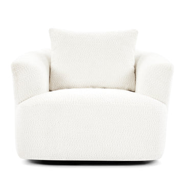 360 Degrees Swivel Chair 38.2 inch Accent Chair Sofa Upholstered Swivel Barrel Sofa Chair with a Throw Pillow for Living Room Bedroom Office and Hotel Beige