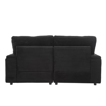 Loveseat Sofa 70.9 inch Free-combined Sectional Convertible Sofa Bed with Storage Space Two Movable Ottomans Four USB Ports and Two Cup Holders for Living Room Black