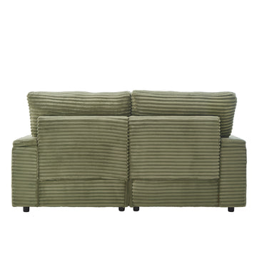 Loveseat Sofa 70.9 inch Free-combined Sectional Convertible Sofa Bed with Storage Space Two Movable Ottomans Four USB Ports and Two Cup Holders for Living Room Green