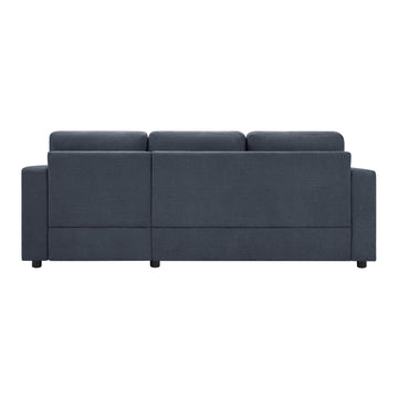 Modern Sectional Sofa 84.6 in. L-shaped Sofa Couch with a Curved Chaise Lounge, USB Ports and Side Storage Pockets for Living Room, Blue