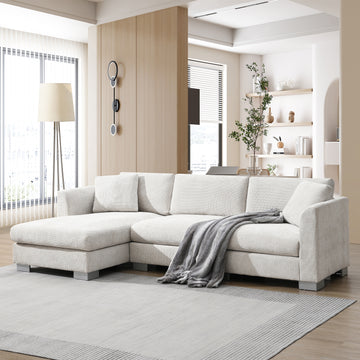 4 Seat Minsk Gray Chenille L Shaped Sectional Sofa with Oversized Chaise High Quality