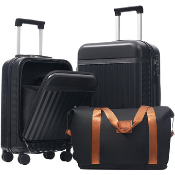 3-Piece ABS Luggage Set with USB and Expandable Case