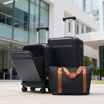 3-Piece ABS Luggage Set with USB and Expandable Case