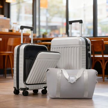 3-Piece ABS Luggage Set with USB and Expandable Case