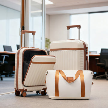 3-Piece ABS Luggage Set with USB and Expandable Case