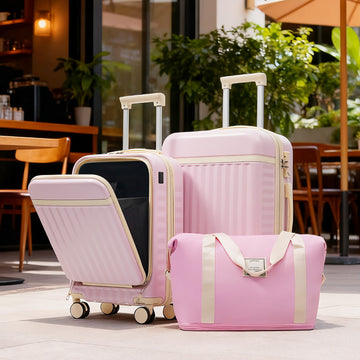 3-Piece ABS Luggage Set with USB and Expandable Case