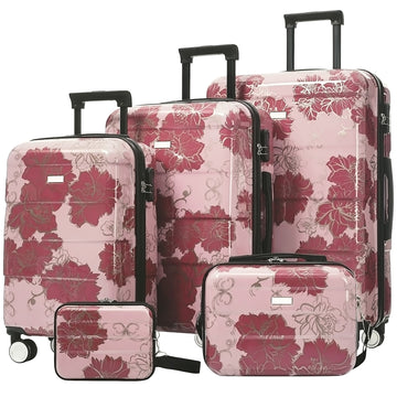 5-Piece PC+ABS Luggage Set with Shoulder Bag & Cosmetic Case