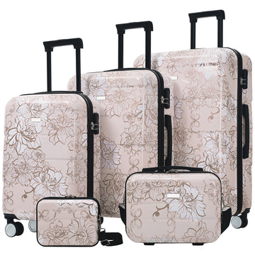 5-Piece PC+ABS Luggage Set with Handbag & Cosmetic Case