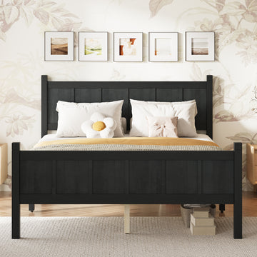 Full Size Flat Panel Bed with Shaker Style and Black Finish