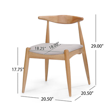 Set of 2 Rubberwood Dining Chairs with Ergonomic Backrest and Cushioned Seats Natural and Beige