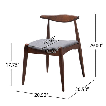 Set of 2 Rubberwood Dining Chairs with Ergonomic Backrest and Cushioned Seats Walnut and Light Gray