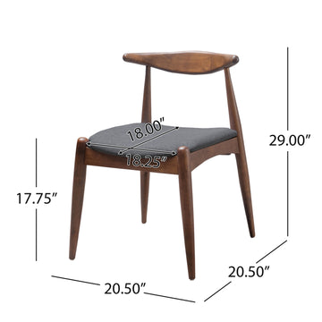 Set of 2 Rubberwood Dining Chairs with Ergonomic Backrest and Cushioned Seats Walnut and Charcoal