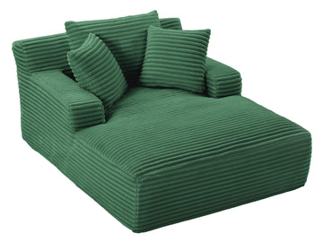 Oversized Chaise Lounge Chair Indoor, Corduroy Upholstered Modern Sofa Couch,No Assembly Required,Comfy Sleeper Sofa for Living Room,Office, (Green)