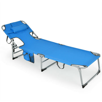 Navy Blue Folding Patio Chaise Lounge Chair 30.0-in W x 76.0-in L x 23.5-in H 13.7-lb Net Weight