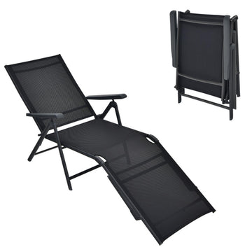 Black Chaise Lounge Chair 35.0-in W x 25.0-in H x 75.5-in D