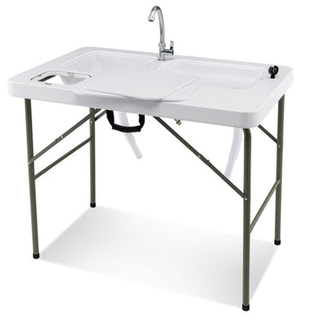 White Outdoor Patio Table 400in L x 325in W x 260in H