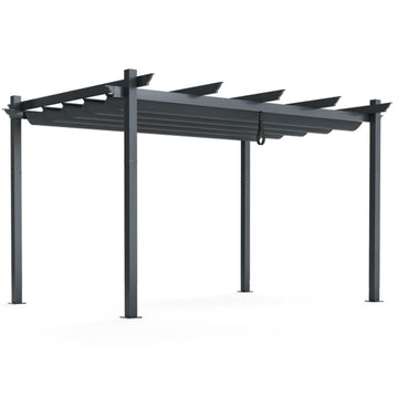 Gray Aluminum Retractable Pergola 120-in W x 156-in D x 84-in H