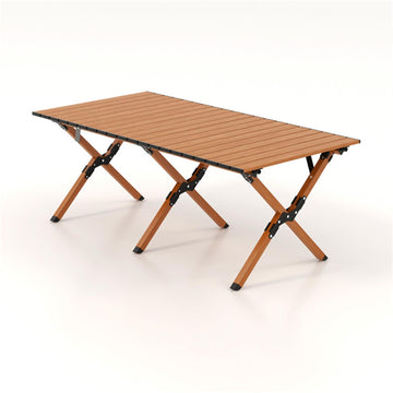 Brushed Nickel 23.0-in W x 47.0-in L x 18.0-in H Folding Lightweight Aluminum Patio Camping Table 11.9-lb