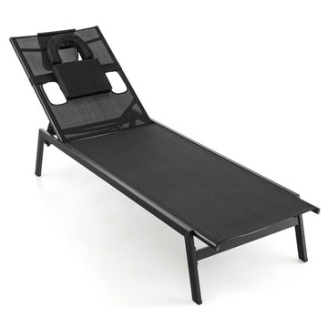 Black Lounge Chair for outdoor use 38.5-in W x 25.0-in H x 81.5-in D