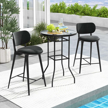 38" Tempered Glass Bar Table with Sturdy Metal Frame