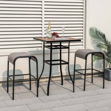 Set of 4 Metal Bar Stools with Curved Seat and Footrest