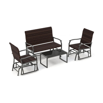 Brown 4 Piece Patio Gliding Set 370-in W x 470-in D x 250-in H