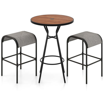 3-Piece Bistro Set with Umbrella Hole and DPC Tabletop