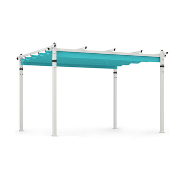 Turquoise 120-in L x 144-in W x 92.4-in H Outdoor Pergola with Retractable Canopy and Aluminum Frame Model BL-HYA1781GN
