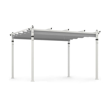 Gray 120-in L x 144-in W x 92.4-in H Outdoor Pergola with Retractable Canopy and Aluminum Frame Model BL-HYA1781HS