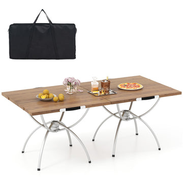 Natural Folding Camping Patio Table 240in L x 240in W x 185in H
